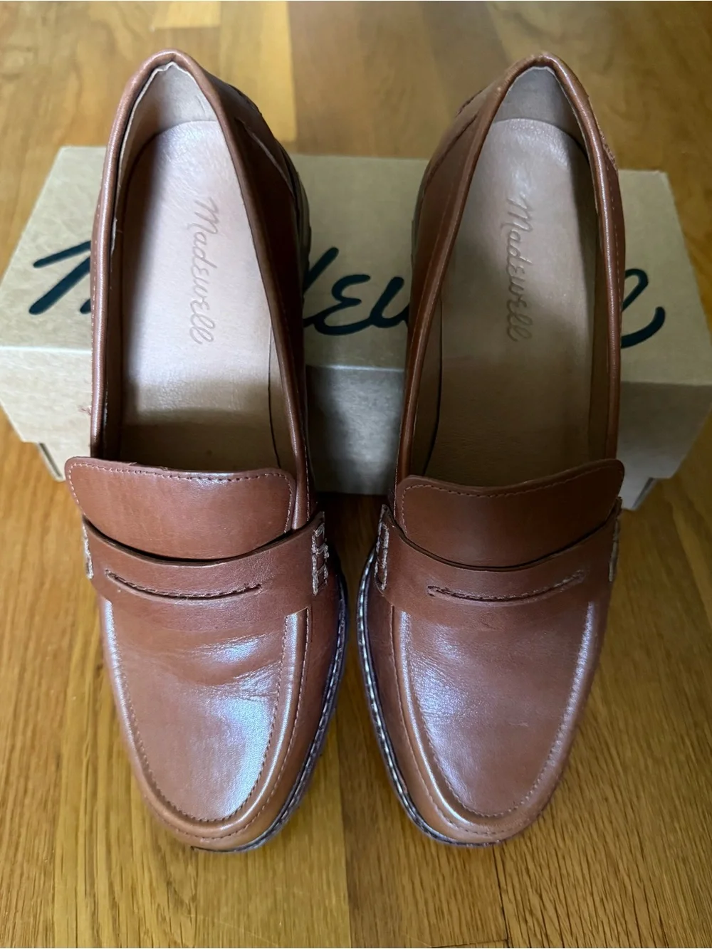 Madewell Corinne Chestnut Brown Leather Lug-sole Loafers